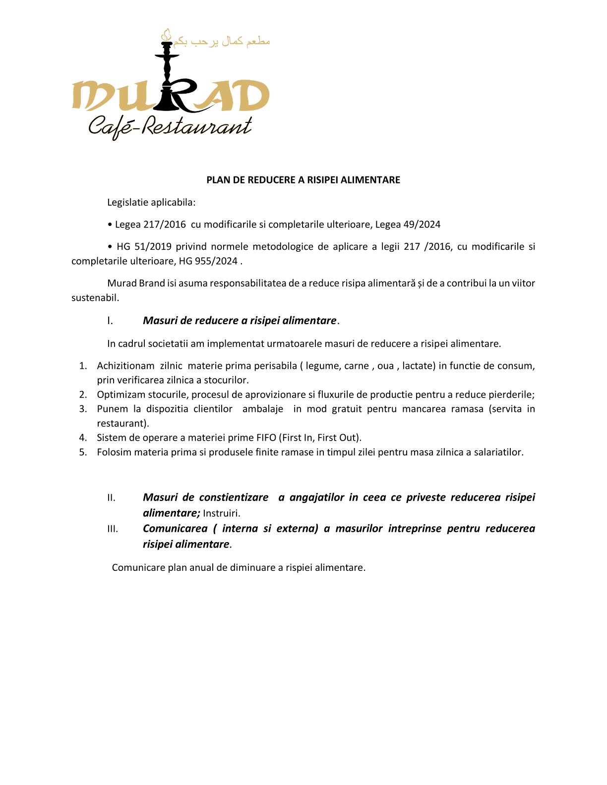 Reducere risipa alimentara-Murad Cafe-Restaurant 